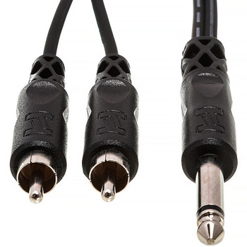 Hosa CYR-103 Y Cable - 1/4-inch TS Male to Dual RCA Male - 3 meter