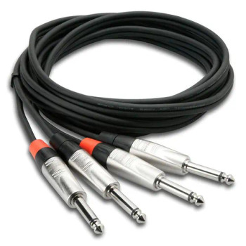Hosa HPP-015X2 Pro Stereo Interconnect Cable - Dual REAN 1/4-inch TS to Same - 15 foot