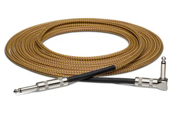 Hosa GTR-518R Straight to Right Angle Guitar Cable - 18 foot Tweed