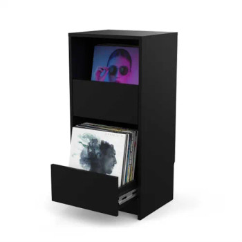 Glorious AMS-VINYL-VAULT-BLACK Glorious Vinyl Vault Record Storage Cabinet - Black