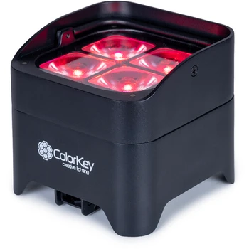 ColorKey, CKU-6220, MobilePar Mini HEX 4 MKII Compact Battery-Powered LED PAR Wash Light for Mobile DJ and Event Lighting Use
