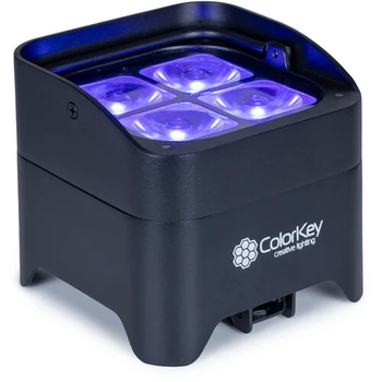 ColorKey, CKU-6228-KIT, MobilePar Mini HEX 4 MKII 8-Pack Bundle with Charging Road Case Battery-Powered LED PAR Wash Light System for Event Lighting Use