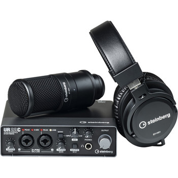Yamaha Steinberg UR22C Recording Pack with 2x2 USB Gen 3.1 Audio Interface, Headphones & Studio Mic