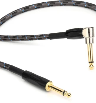 BOSS BIC-10A Instrument Cable, 10ft/3m Angled-to-Straight 1/4-Inch Cable with Oxygen-Free Copper Core and Gold-Plated Connectors for Guitar, Bass, Keyboards, and Professional Audio Applications (BIC-10A)
