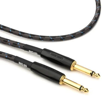 BOSS BIC-20 20ft / 6m Instrument Cable with Straight 1/4-Inch Connectors for Guitar, Bass, Keyboards, Amplifiers, and Professional Audio Applications (BIC-20)