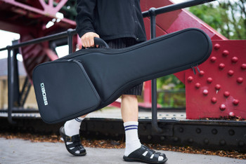 BOSS CB-EG20 Electric Guitar Gig Bag, Slimline 400D Polyester Carrying Case with Padded Protection, Velvet Interior, Neck Support and Accessory Storage (CB-EG20)