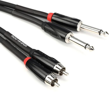 Roland Black Series 15 ft./4.5 m Interconnect Cable, Dual RCA to Dual 1/4" TS (RCC-15-2R28)