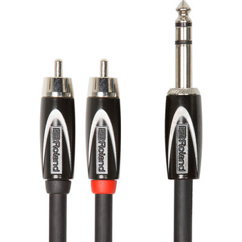 Roland Black Series 5 ft./1.5 m Interconnect Cable, 1/4" TRS to Dual RCA (RCC-5-TR2RV2)