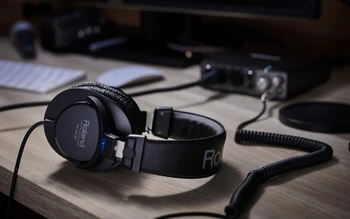 Roland RH-200 Professional Monitor-Grade Closed-Back Stereo Headphones, 40mm Drivers, Rotating Earcups, Black (RH-200)