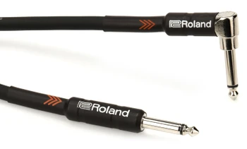 Roland RIC-B10A Black Series 10ft / 3m Instrument Cable, 1/4" TS Male to Right-Angle 1/4" TS Male, Oxygen-Free Copper Core (RIC-B10A)