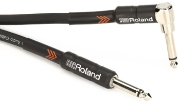 Roland RIC-B20A Black Series 20ft / 6m Instrument Cable, 1/4" TS Male to Right-Angle 1/4" TS Male, Oxygen-Free Copper Core (RIC-B20A)