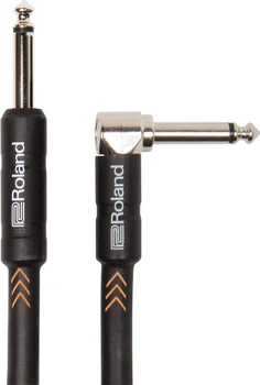 Roland Black Series 5 ft./1.5 m Instrument Cable, Right-Angle-to-Straight 1/4-Inch TS Connectors, Oxygen-Free Copper, Low Capacitance (RIC-B5A)