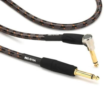 Roland Gold Series 10 ft./3 m Instrument Cable, Right-Angle-to-Straight 1/4-Inch Connectors, 24K Gold-Plated Contacts, Oxygen-Free Copper (RIC-G10A)