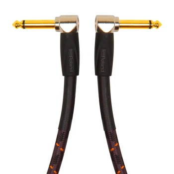 Roland Gold Series 1 ft./30 cm Instrument Patch Cable, Dual Right-Angle 1/4-Inch Connectors, 24K Gold-Plated Contacts, Oxygen-Free Copper (RIC-G1AA)