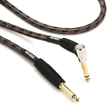 Roland Gold Series 20 ft./6 m Instrument Cable, Angled/Straight 1/4-Inch Connectors, 24K Gold-Plated Contacts, Oxygen-Free Copper (RIC-G20A)