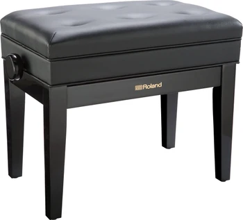 Roland RPB-400 Piano Bench, Height Adjustable, Cushioned Vinyl Seat, Solid Wood Construction, Storage Compartment, Satin Black Finish (RPB-400BK-US)
