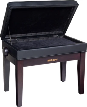 Roland RPB-400 Piano Bench, Height Adjustable, Cushioned Vinyl Seat, Solid Wood Construction, Storage Compartment, Polished Ebony Finish (RPB-400PE-US)