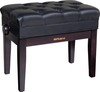 Roland RPB-500 Piano Bench, Height Adjustable, Cushioned Vinyl Seat, Solid Wood Construction, Music Storage Compartment, Polished Ebony Finish (RPB-500PE-US)