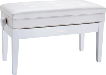Roland RPB-D400 Piano Bench, Duet Size, Height Adjustable, Wide Cushioned Vinyl Seat, Solid Wood Construction, Storage Compartment, Polished White Finish (RPB-D400PW-US)