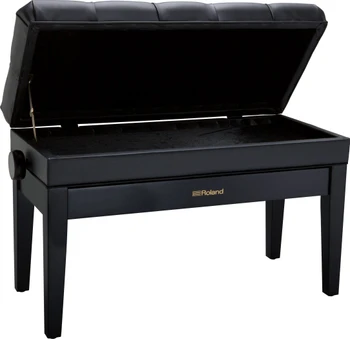 Roland RPB-D500 Piano Bench, Duet Size, Height Adjustable, Wide Cushioned Vinyl Seat, Solid Wood Construction, Music Storage Compartment, Polished Ebony Finish (RPB-D500PE-US)