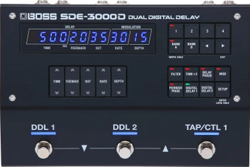 BOSS SDE-3000D Dual Digital Delay Pedal, Dual SDE-3000 Delays, 0–3000ms Delay Time, 100 Memories, Stereo I/O, MIDI (SDE-3000D)