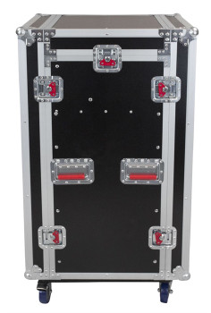 G-TOUR 10X16 PU Pop-Up Console Rack Case - 10 Space Top and 16 Space Front and Rear Rackable Audio Equipment
