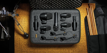 Shure 7-piece drum mic kit including 1-PGA52, 3-PGA56, 1-PGA57, 2-PGA81, 3-A25D stand adapters, 3-AP56DM drum mounts, 7 XLR-XLR cables, case Shure 7-piece drum mic kit including 1-PGA52, 3-PGA56, 1-PGA57, 2-PGA81, 3-A25D stand adapters, 3-AP56DM drum mounts, 7 XLR-XLR cables, case