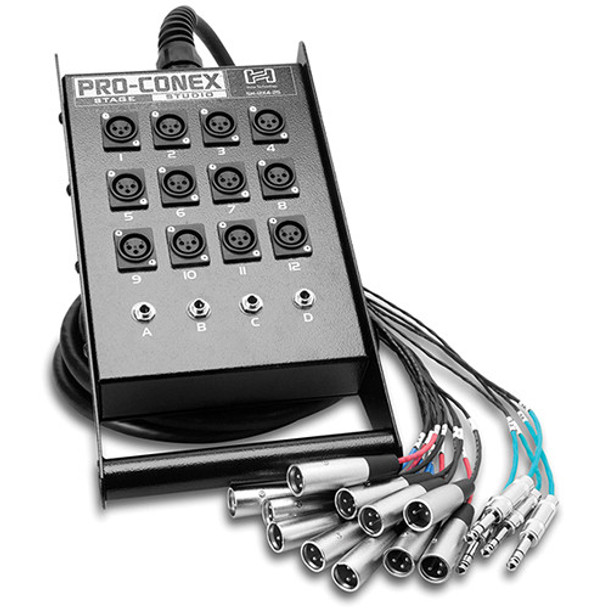 Hosa Technology SH12X450 SH Series Stage Box Snake with 12 3-Pin XLR Send and 4 TRS Return Channels- 50.0' (15.2 m)