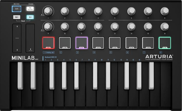 Arturia MiniLab MkII 25 Slim-key Controller with Inverted Keys (BK)