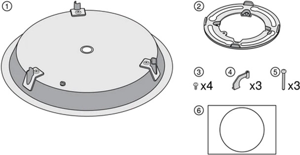 Hard ceiling flush mounting accessory kit for MXA901-R microphones