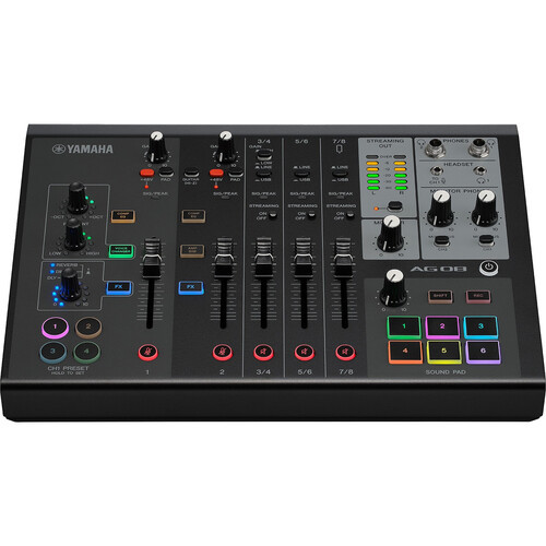 Yamaha AG08 B 8-Channel Mixer / USB Interface for iOS, Mac & PC – Black Finish (AG08 B)