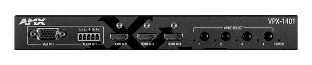 AMX VPX-1401 4x1+1 4K60 Presentation Switcher with Built-In Scaling, HDCP 2.2 Support, HDMI and HDBaseT Outputs, and USB 2.0 Extension, (FG1010-354)