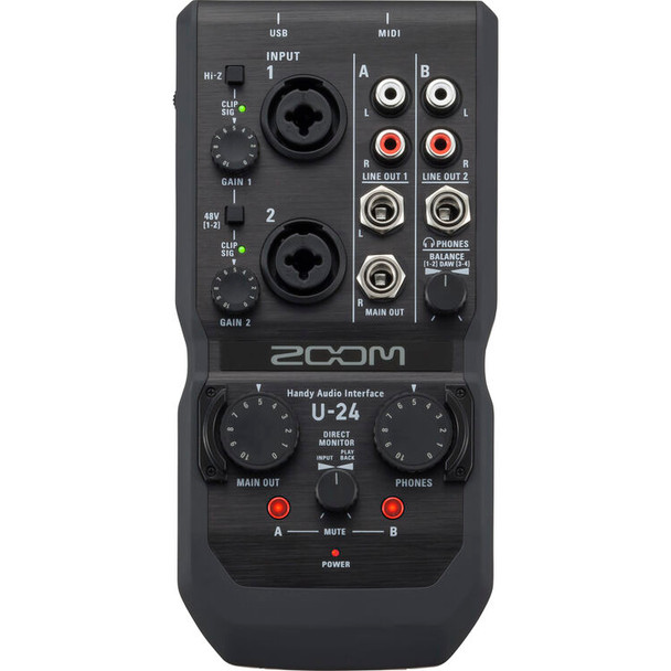 Zoom U-24 Handy Audio Interface for Portable Recording and Music Production (ZU24)