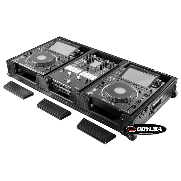 Industrial Board Case Fitting Most 10″ DJ Mixers and Two Pioneer CDJ-3000