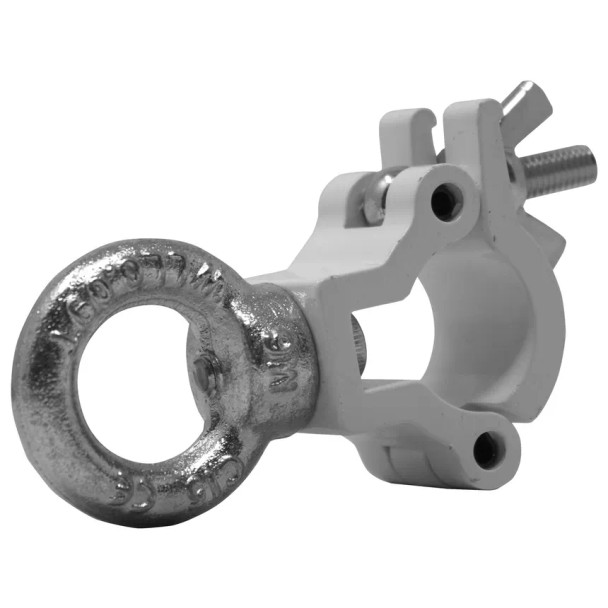 1" Half Coupler with Eye Bolt, Fits 0.75-1" OD Tube, 132 lb Load, White