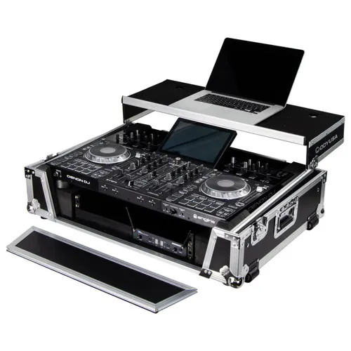 Denon Prime 4 / 4+ Flight Case with Patented Glide Laptop Platform and 2U Rack Space