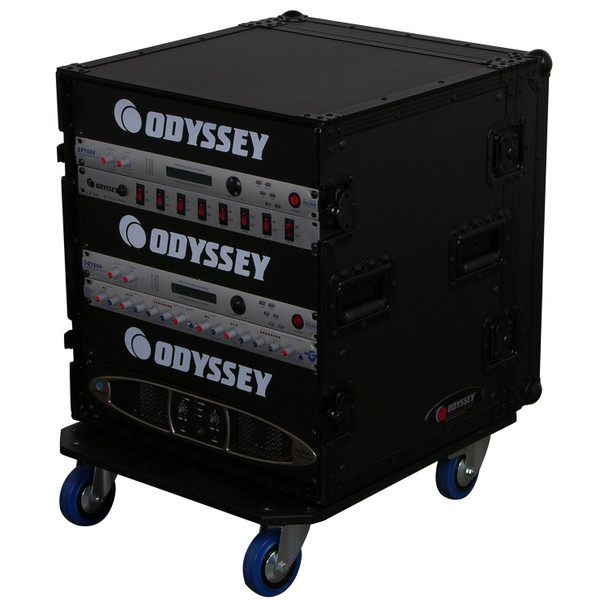 Odyssey Black Label 12-Space Amp Rack Case with Wheels