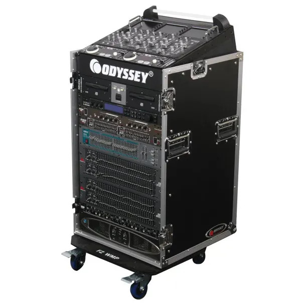 10U Top Slanted 16U Vertical Pro Combo Rack with Wheels