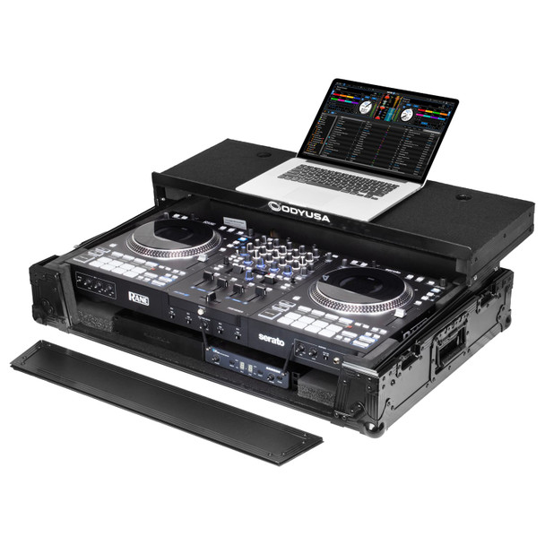 RANE PERFORMER Black Label 1U Case with Glide Style Laptop Platform and Wheels