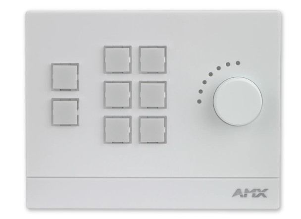 AMX FG2102‑08‑W — MCP‑108‑WH  Massio® 8‑Button Ethernet ControlPad with Volume Knob (White)