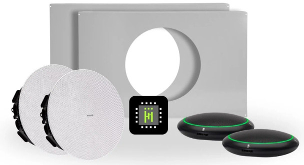 Shure ECOSYSTEM BUNDLE 310L: (2) MXA310, (1) IMX-RM8-SUB5, (2) MXN5W-C + Tile Bridge