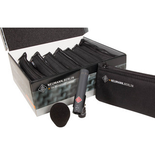 Neumann 008685 KM 184 Octo Set. Includes (8) KM 184 mt Microphones, (8) WNS 100 Windscreens, (8) SG 21 bk Stand Mount Swivels and (8) Microphone Pouch, black