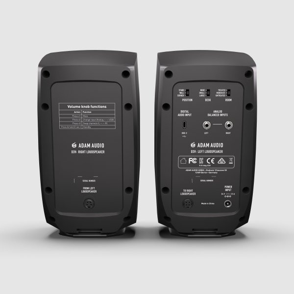 ADAM Audio D3V 3.5 Inch Active Desktop Monitoring System with USB C Connection Pair Black Finish (AMS-D3V-BLACK)