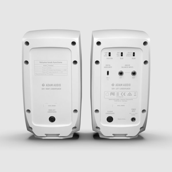 ADAM Audio D3V 3.5 Inch Active Desktop Monitoring System with USB C Connection Pair White Finish (AMS-D3V-WHITE)