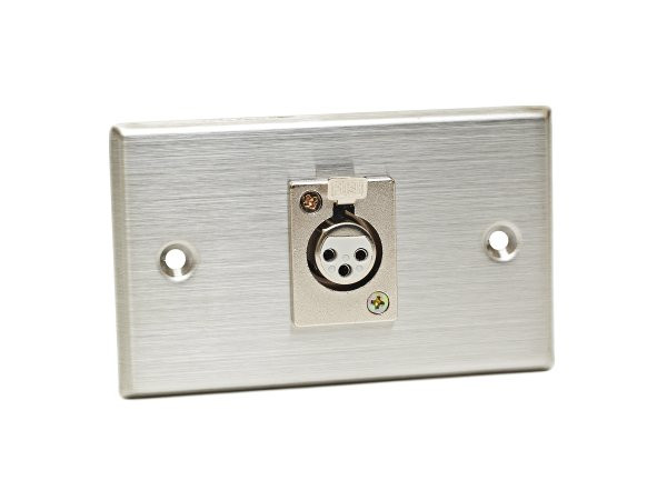 CAD Stainless Steel Single 3-pin XLR-F Connector on Duplex Wall Plate
