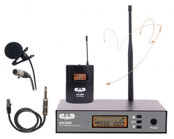 CAD WX1000BP UHF Wireless Bodypack Microphone System with Headset, Lavalier Microphones, and Instrument Cable (AMS-WX1000BP)