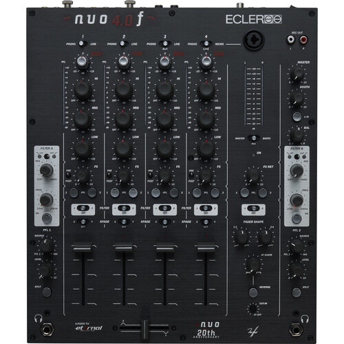Ecler NUO-4.0F 4-Channel Analog DJ Mixer in Black with High-Quality Faders and Precision Audio Control (AMS-NUO-4.0F)