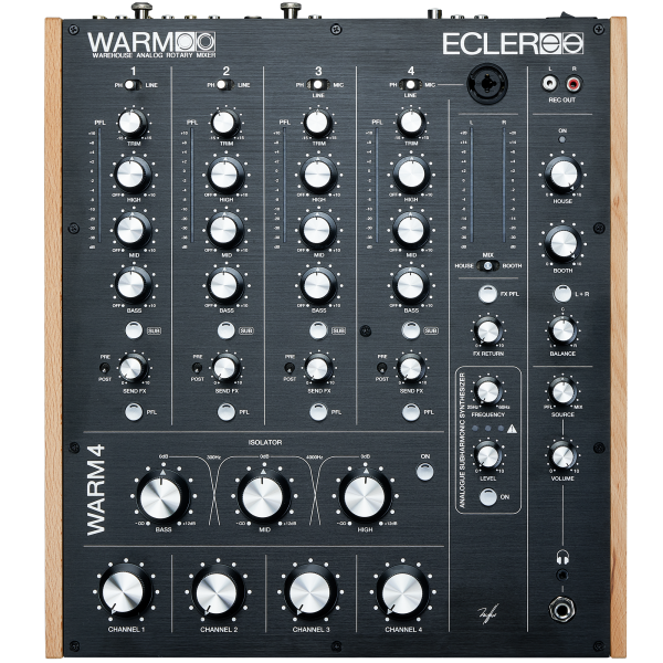 Ecler WARM4 Professional 4-Channel Analog Rotary DJ Mixer with Subharmonic Synthesizer, Isolator EQ, and Premium Rotary Controls (AMS-WARM-4)