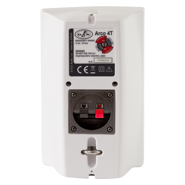 DAS Audio ARCO-4-TW Passive 4" Two-Way Speaker 50W RMS 200W Peak ABS Enclosure 70V/100V Line Transformer White, ARCO-4-TW