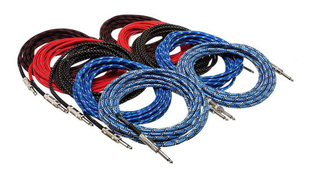 Hosa 3GT-PAK Cloth Guitar Cable - Straight to Straight - 18 foot Assorted Colors (10-pack)